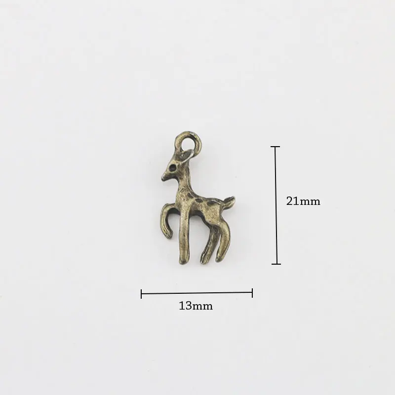 High Quality 20 Pieces/Lot 21mm*13mm Antique Bronze Plated Sika deer Charms