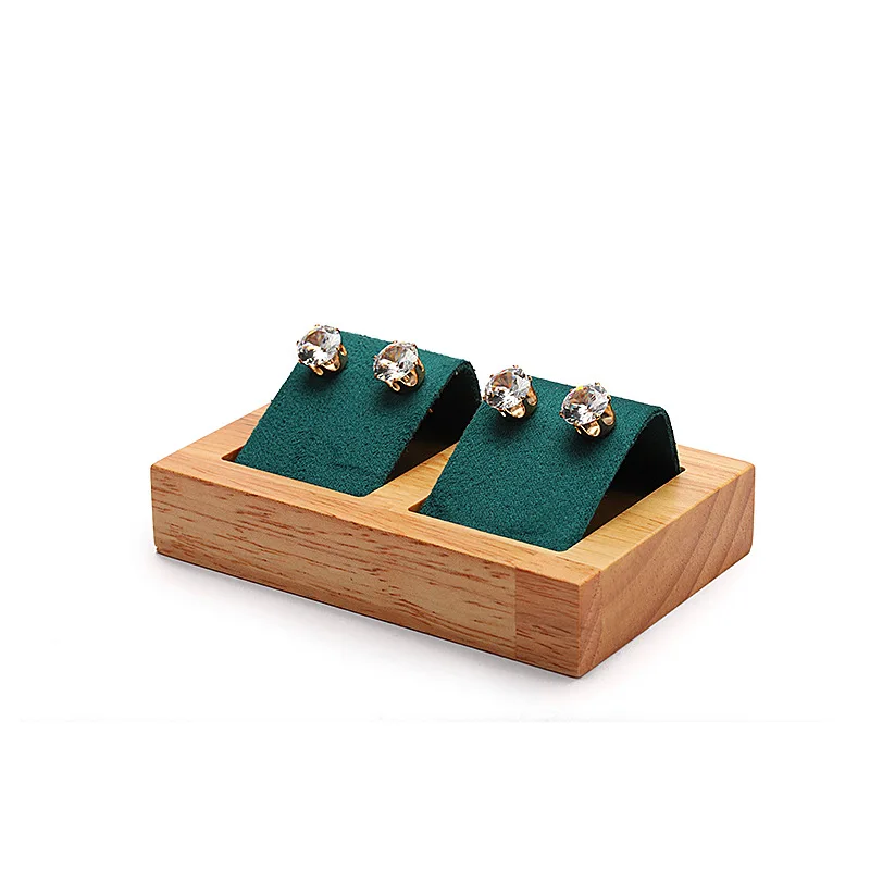 New dark green solid wood jewelry display props stand ear jewelry display stand swing stand ear nail storage board