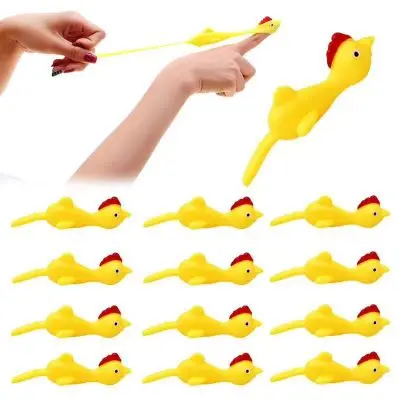 10pcs/Lot 10CM Novelty Gags & Practical Joke Toys Funny Laugh Rubber Chicken Stretchy Flying Turkey Finger Birds Sticky