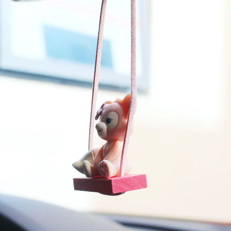 Hot Resin Swing Fox Car Pendant Gentleman Penguin Auto Rearview Mirror Decoration Car Interior Accessories Animal Doll Model