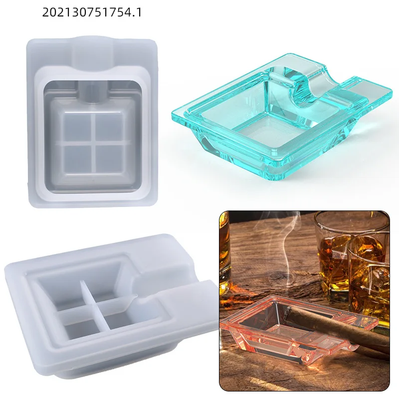 

DIY Crystal Silicone Mold Square Cigarette Ashtray Stoarge Table Ornament For Home Decoration Resin Mould For Jewelry Making