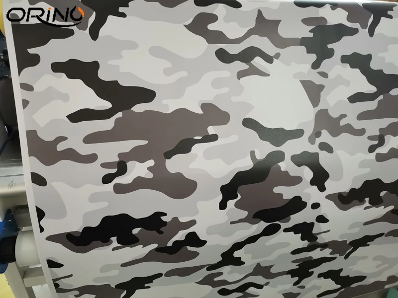 Snow Camouflage Vinyl Black White Gray Car Wrap Adhesive Decal DIY Air Release Roll