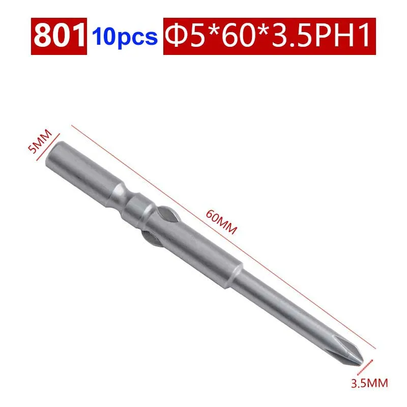 10 teile/los 801 Elektrische Schraubendreher bit 60mm Länge Runde Schaft Magnetische Phillips Kreuz schraube fahrer Bits set PH00 PH0 PH1 PH2 – Detail 18