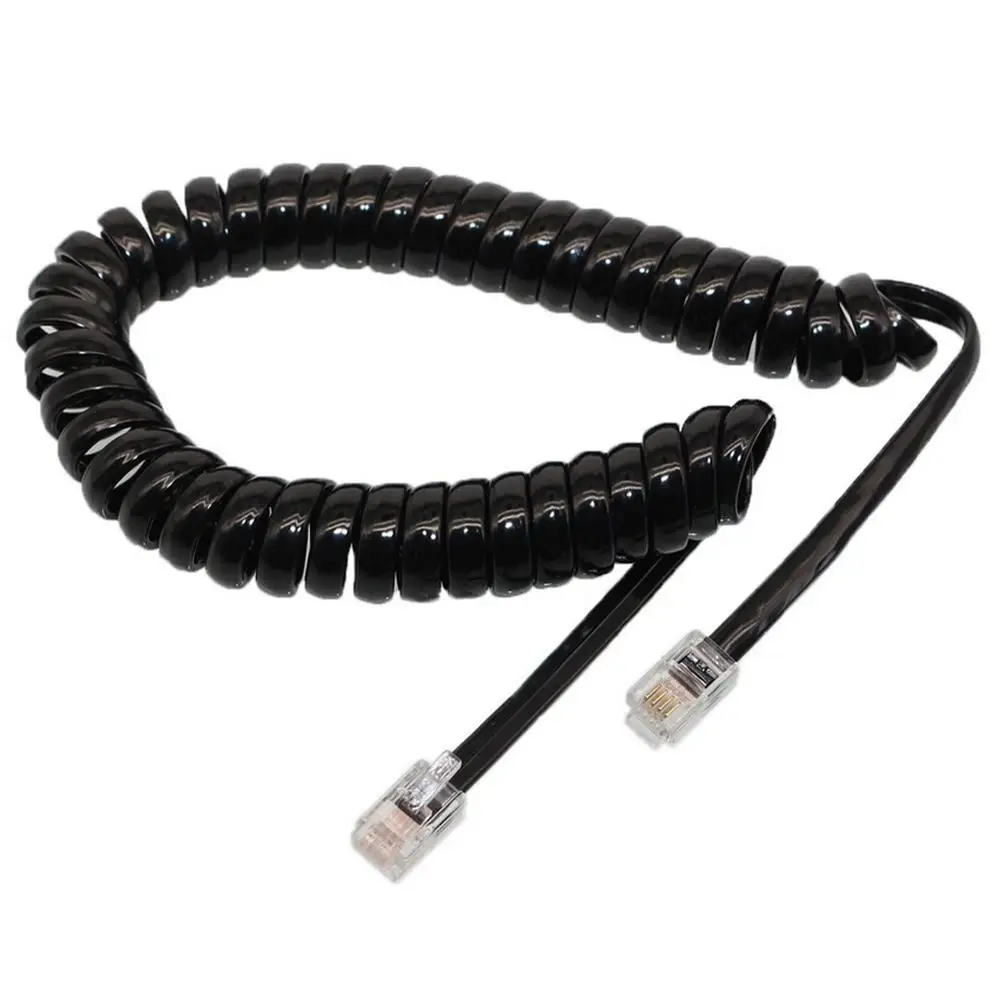 Telephone Receiver Telephone Cable Extension Cord Curled Cable Cable Spiral Receiver Connector Spring Wire RJ10 Plug 2m 3m