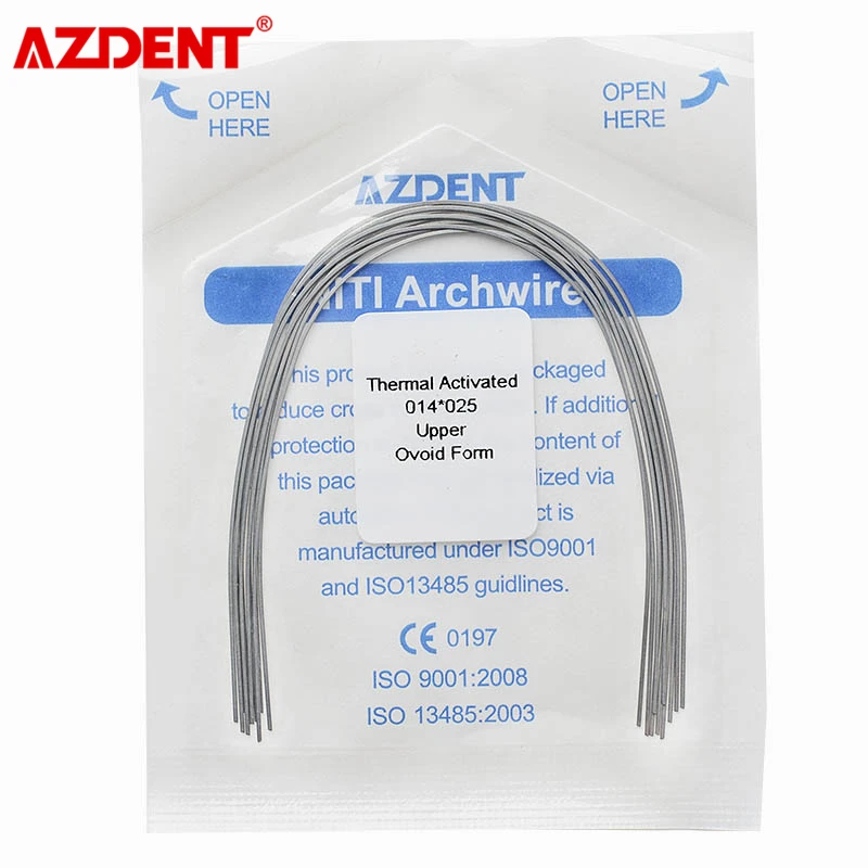 5 opakowań AZDENT Dental Orthodontic Arch Wires Heat Thermal Activated NITI Alloy Rectangular Shape Ovoid Form 10 sztuk w opakowaniu