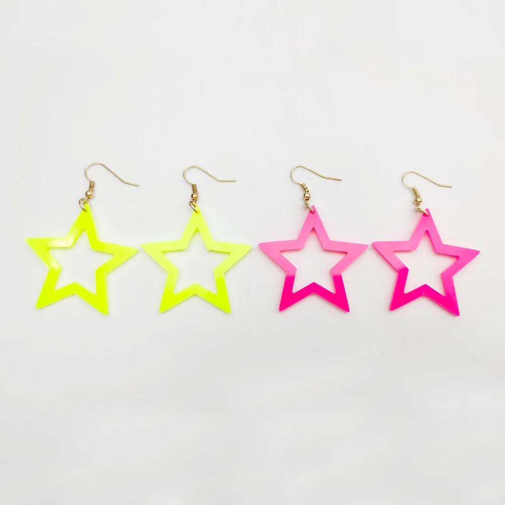 New Design Elegant Shiny Colorful Resin Acrylic Star Drop Earring For Women Gift Jewelry Accessories Lady Femme