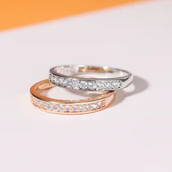 Classic Couple Rings for Women 1 Row Cubic Zirconia Simple Round Rose Gold Color Finger Ring Engagement Fashion Jewelry R062