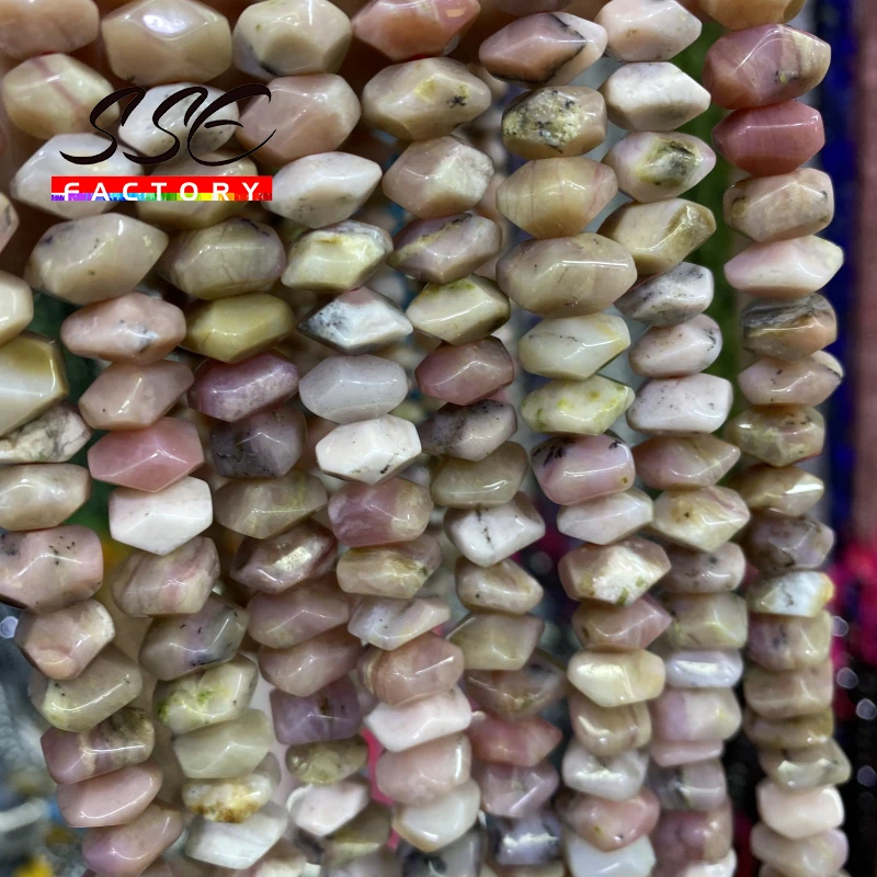 Faceted Natural Pink Opal Stone Beads Irregular Special Cut Genuine Loose Spacer Beads for Jewelry Making Diy Bracelets Necklace