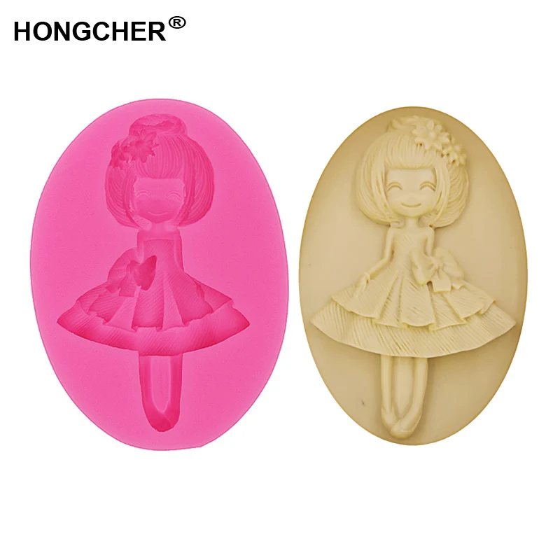 Ballerina girl princess dress cake silicone mould DIY handmade chocolate fudge mold kitchen baking cooking tool epoxy clay molds