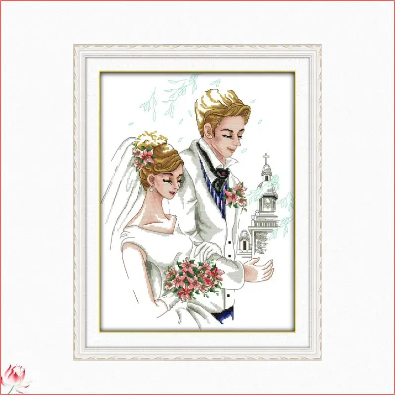 

Набор для вышивки крестом, узоры, ткань с принтом, свадебная вышивка, наборы для рукоделия, 11CT 14CT, сделай сам, украшение для дома, печать на холсте