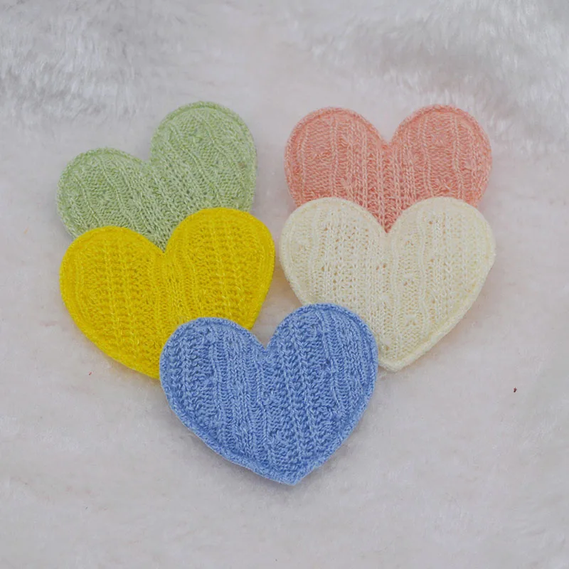 40 Stück/LOT 4,8*4,2CM Gehäkelte Herz-Applikationen für DIY Handgemachte Kinder-Haarspangen-Zubehör Patches – Detail 1
