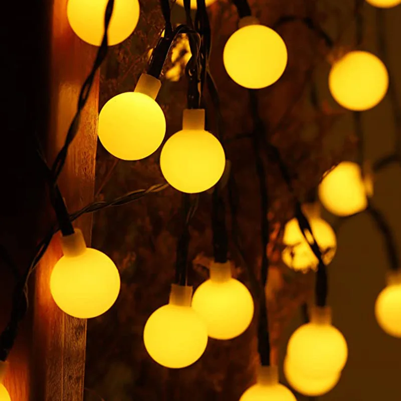 Solar Panel Fairy Light 10M Garland LED Ball String Light Christmas Bulb Fairy String Lights for Home Wedding Party Decoration