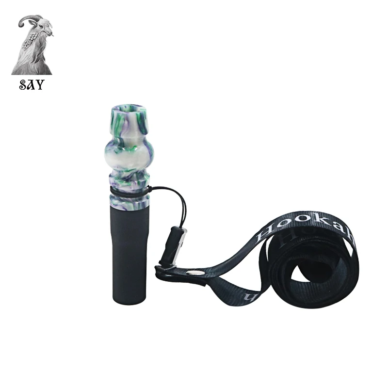 

SY 1PC Hookah Mouthpiece With Hang Rope Strap Acrylic Shisha Mouth Tips Silicon Resin Chicha Narguile Water Pipe Accessories