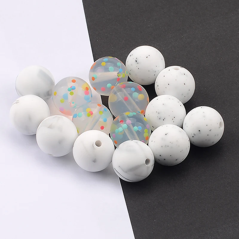 LOFCA 12mm 20 teile/los Silikon Lose Perlen Zahnen Perlen DIY Kautable Bunte Zahnen Für Kleinkind Baby Beißring Runde – Detail 14
