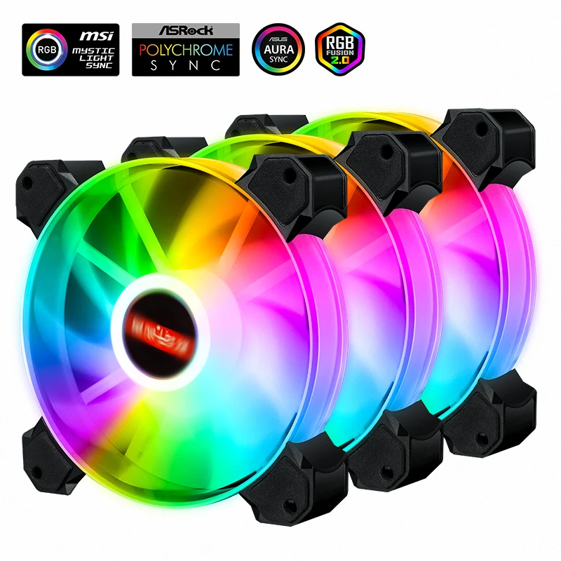 Cooler PC Case Fan RGB Fan 120mm Fan Adjust Argb Mute IR AURA SYNC Cooler Master RGB Cooling Computer Fans Double Aperture