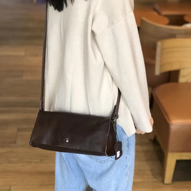 

High Quality Leather Women Messenger Bag Brand Design Girls Soft Genuine Leather Shoulder Hobo Small Casual Crossbody Handbag