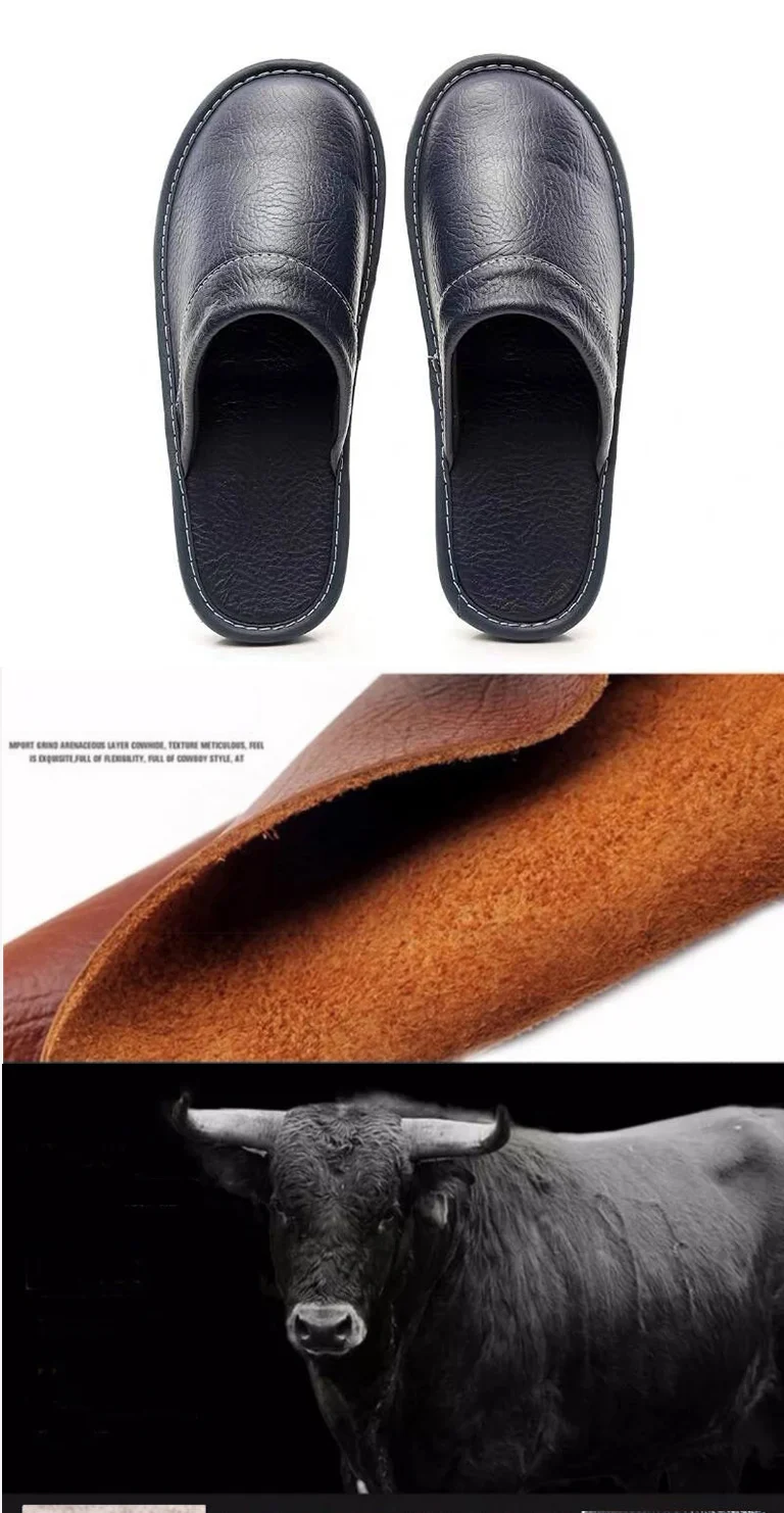 Plus Große Größe 47 48 Unisex Echtes Leder Hausschuhe Wasserdichte Indoor Haus Marke Schuhe Männer Hausschuhe 2022 Neue Mann Frauen hausschuhe – Detail 3