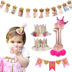 Baby 1st Birthday Party Decorations One Year Old Crown Boy Girl Baby  First Birthday Balloon Garland Baby Shower Party Supplies