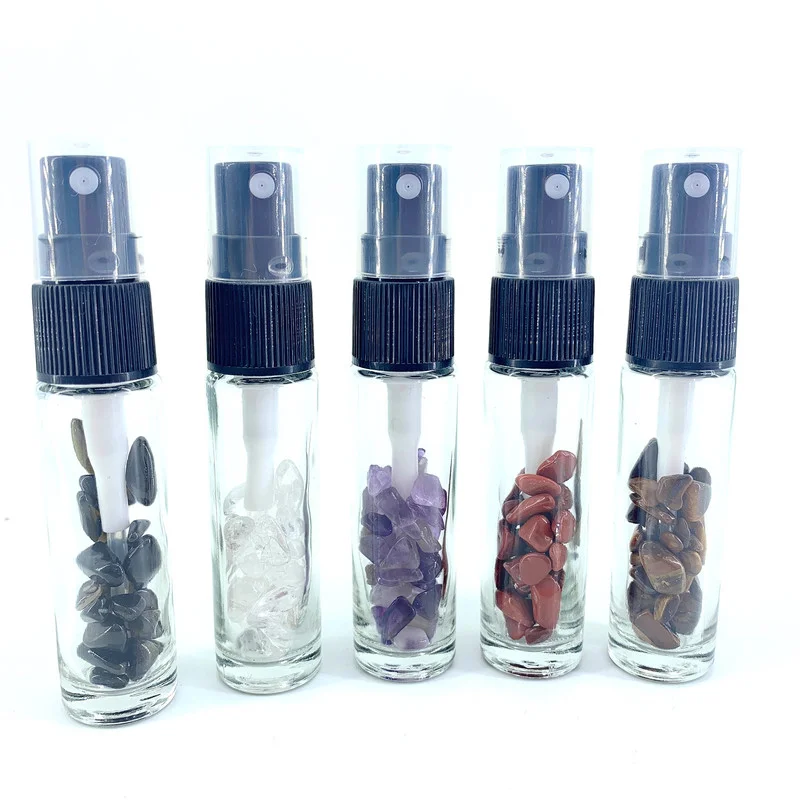 Gemstone Natural Quartz Mist Spray Bottle 10 Ml Atomizer for Perfume Toner Essential Oil  Cosmetic Packaging 10pcs/lot P320