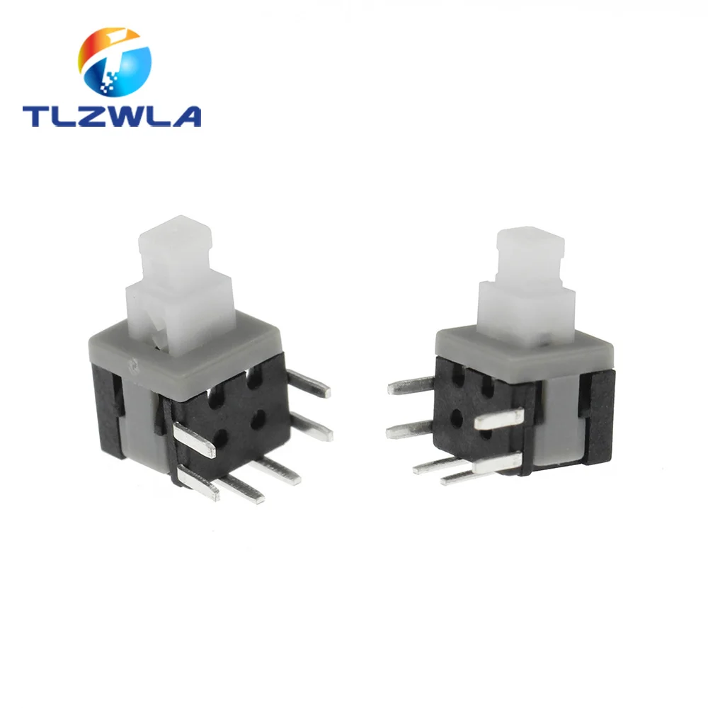 10PCS 5.8x5.8mm x Height 10.1 mm Push Button Switch On/Off Through Hole PCB DPDT Lock Right Angle Key switch Self Lock Push