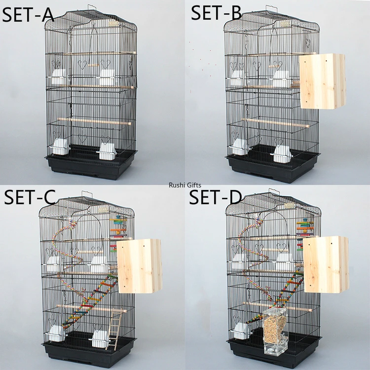 With Accessories Large Bird Cage Metal Bird House Iron Parrot Cage Metal Peony Wren Breeding Cage Nest Bed Iron Pigeon Supplies