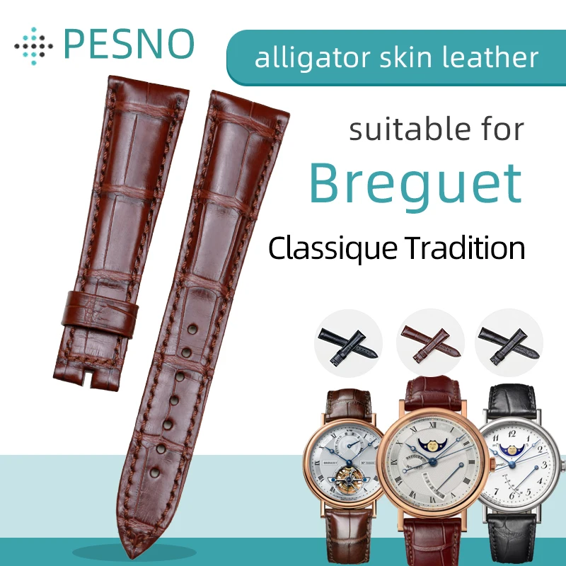 Pesno Suitable for Breguet Classique Tradition 5317 7787 7137BB Watch Strap Alligator Skin Leather Band  Men Accessories 20mm