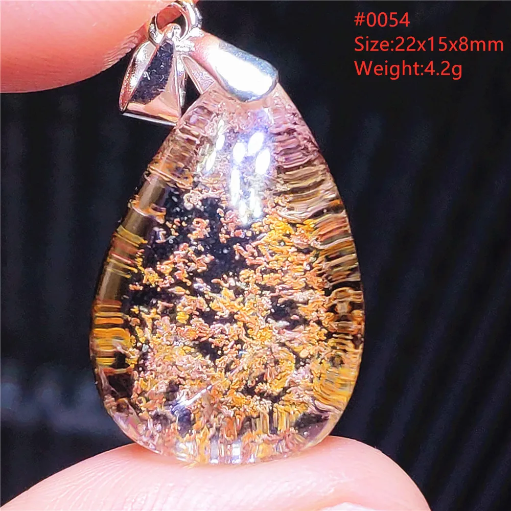 Natural Green Red Phantom Quartz Pendant Clear Beads Water Drop Women Red Orange Phantom Necklace Jewelry AAAAAA