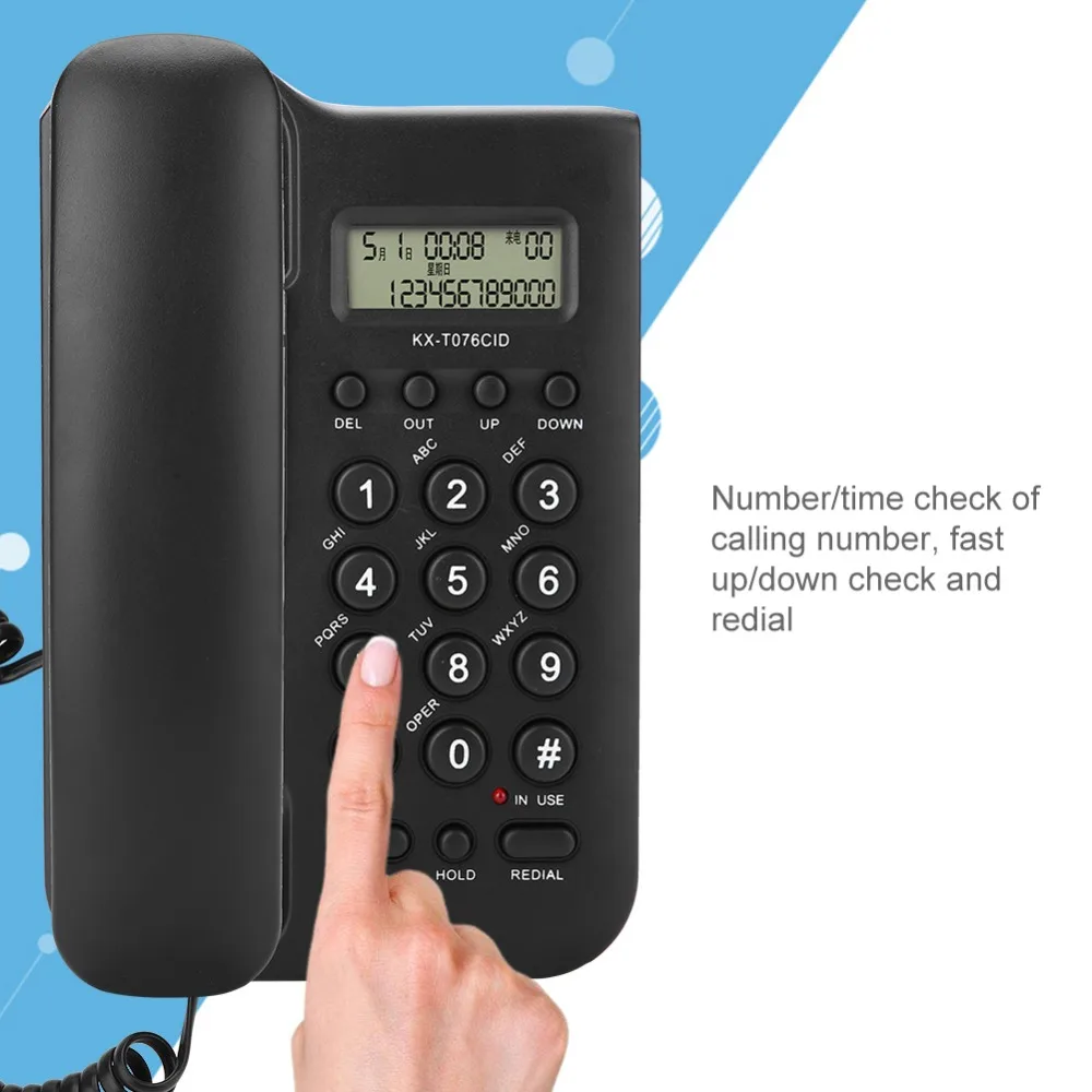 Wired Desktop Wall Phone Call ID Landline Telephone Wholesale Home Office Hotel Without Battery Bring Power Display Fixed Phone