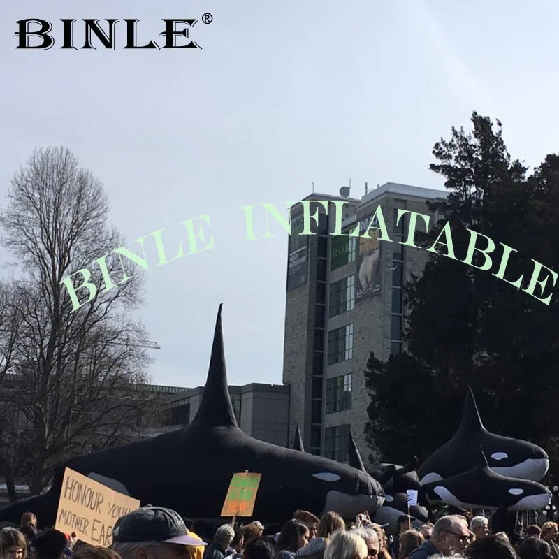

Outdoor parade black giant inflatable whale for Seaside Event Advertising