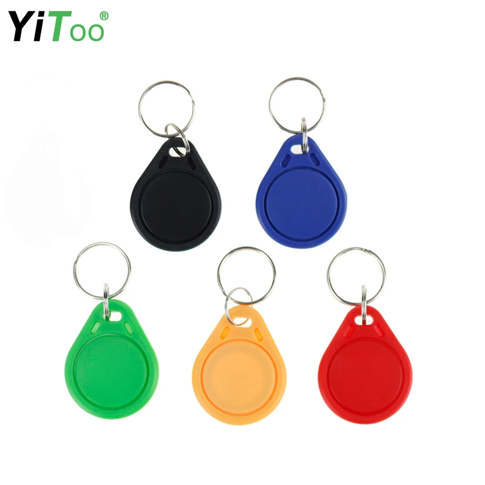 YiToo 100pcs 13.56MHz RFID Key Fobs Access Control Card for Door Access Control IC Token Tags, 5 Colors, Read Only