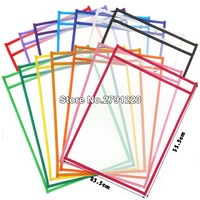 10pcs/20pcs Reusable Dry Erasable Pockets Transparent Write and Wipe Drawing Board Shop Ticket Holder File Storage Bag