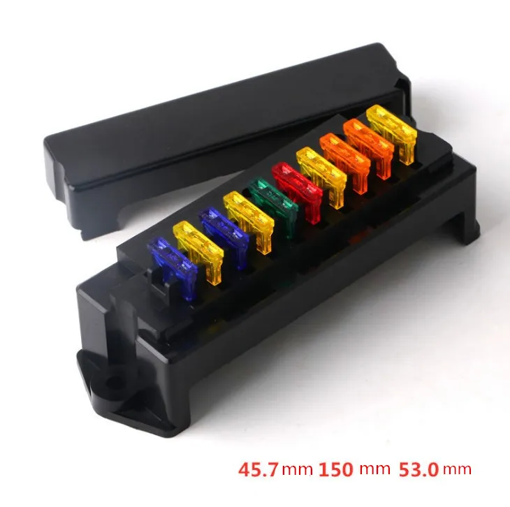 10Way Fuse Box Block Fuse Holder Box Car Vehicle Circuit Automotive Blade Car Fuse Accessory Tool with fuse and terminal