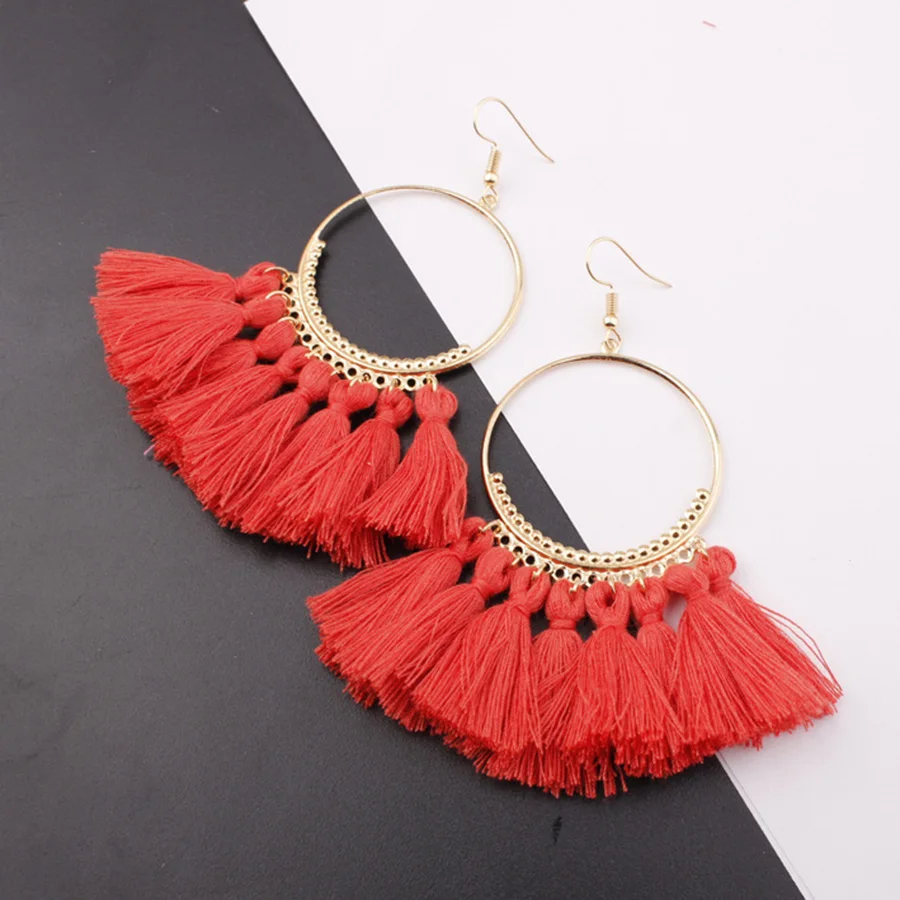 2020 3 Layered Bohemian Fransen Luxus Erklärung Quaste Ohrringe 2020 Boho Mode Schmuck Frauen Lange Tropfen Baumeln Ohrringe – Detail 29