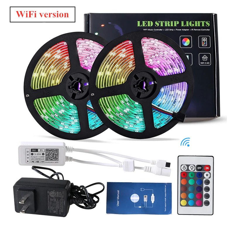 WiFi/Bluetooth Smart LED Strip Light with Controller,Power Voice Control Support Siri (No Apple MFI)/Alexa/Google APP Control