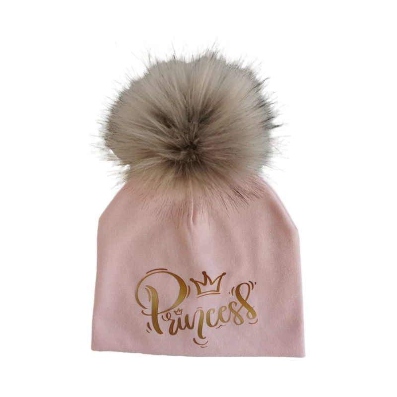 newborn fashion golden prince princess letter crown toddlers infant bonnet baby pompom hat for boys hat scarf cap for kid beanie