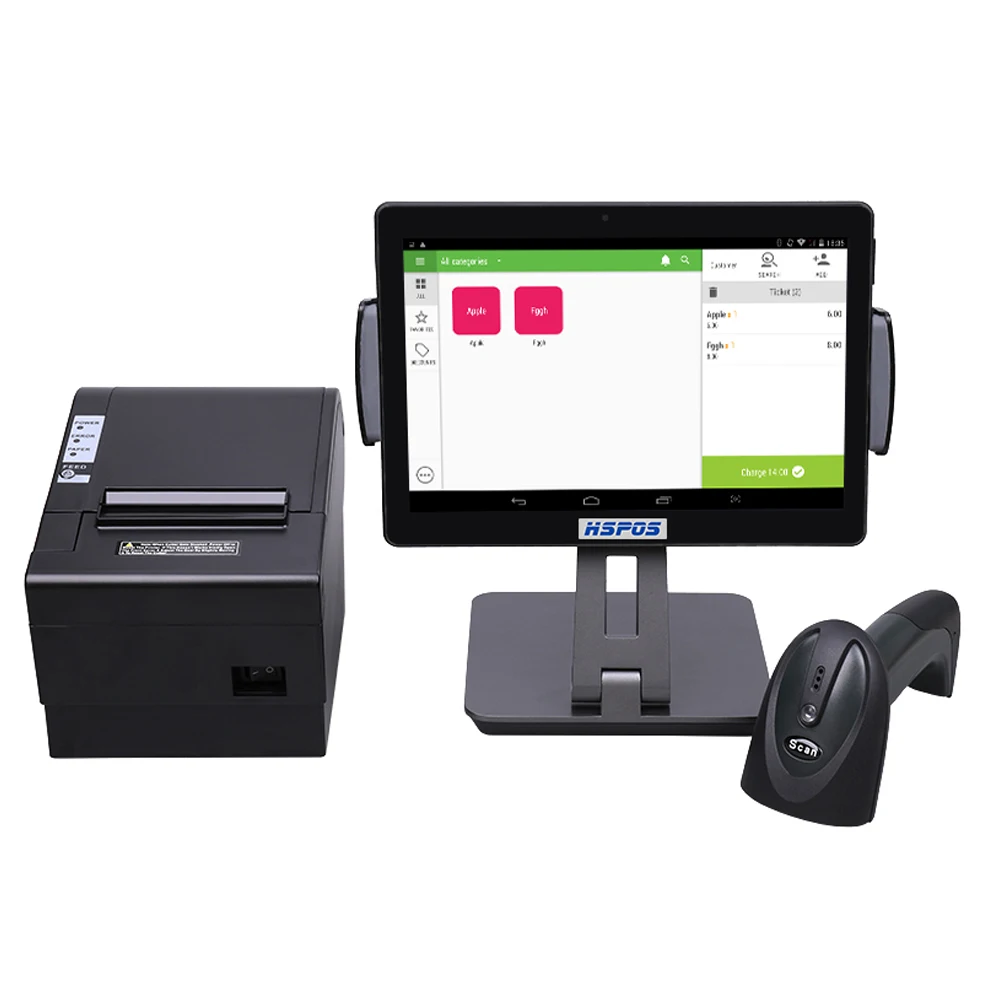 10 Inch POS Cash Register System POS Terminal Android With 80mm Printer,Scanner For Retail Provide Pos Software