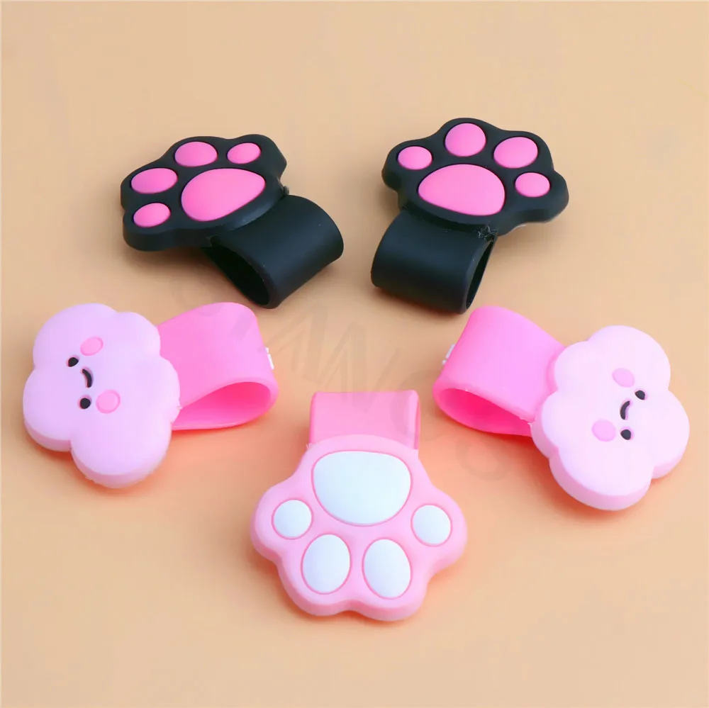 Cartoon Wire Storage Buckle Holder Organizer Mobile Phone Data Cable Winder Cat Paw Silicone Cute Earphone Cable Management Clip