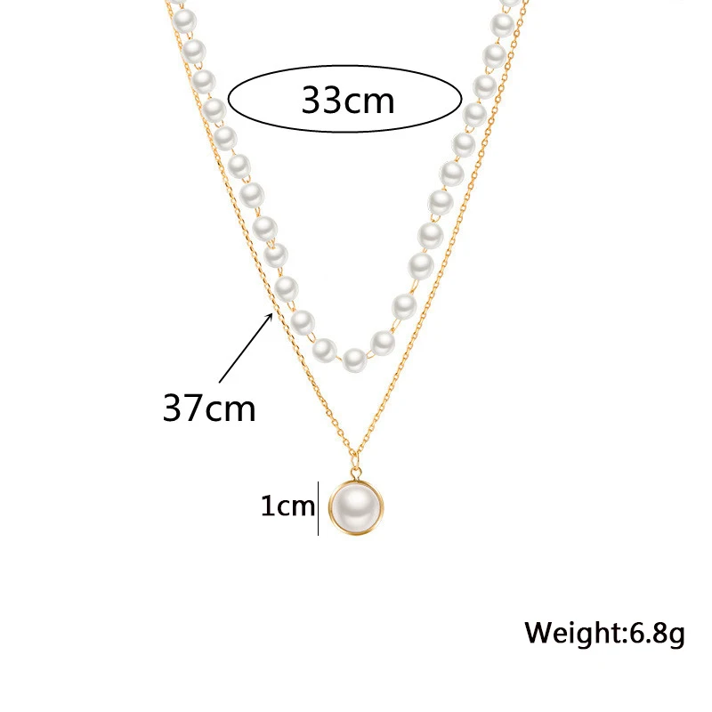 Doppel-schichten Imitation Perle Halsketten für Frauen Runde Perle Anhänger Halskette Koreanische Mode Charme Hals Zubehör Collares – Detail 2