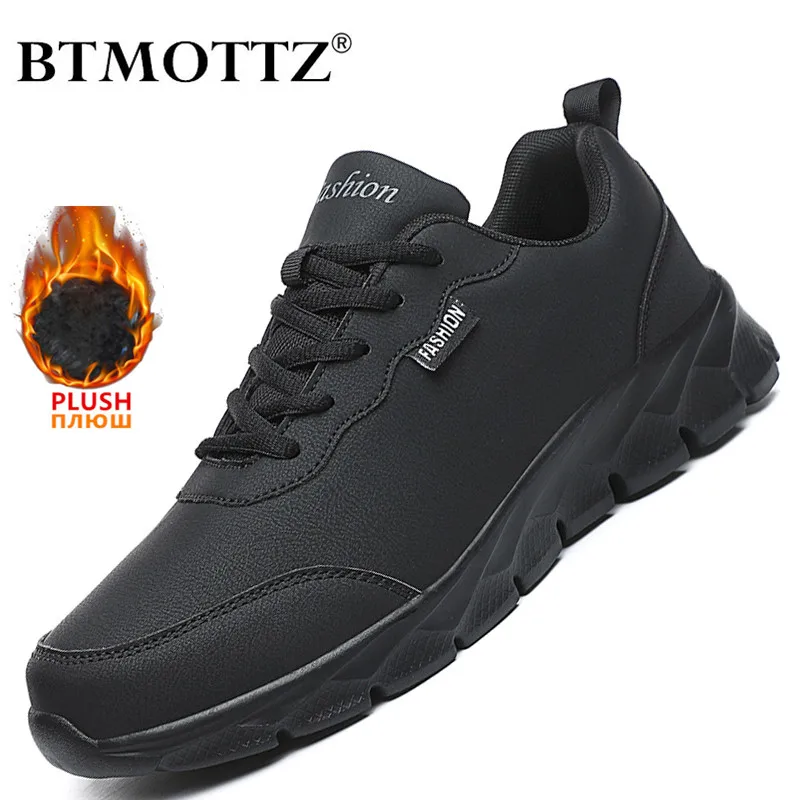 Winter Waterproof Men Casual Shoes Designer Sneakers With Fur Men Lace-up Trainers Walking Shoes Tenis Masculino Plus Size 39-48