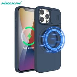 For iPhone 14 Pro Max Magnetic Case NILLKIN CamShield Silky Liquid Silicone Slide Camera Protection Cover For iPhone 15 /13 Pro