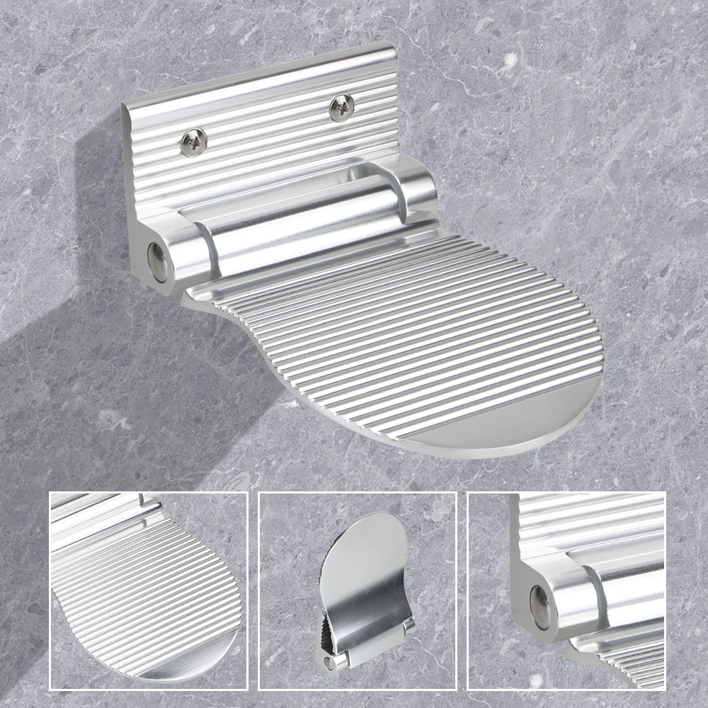 Bathroom Footrest Shower Foot Rest Pedestal Pedal Wall Mounted Black/silver Aluminium Alloy Shower Footstool Anti-slip