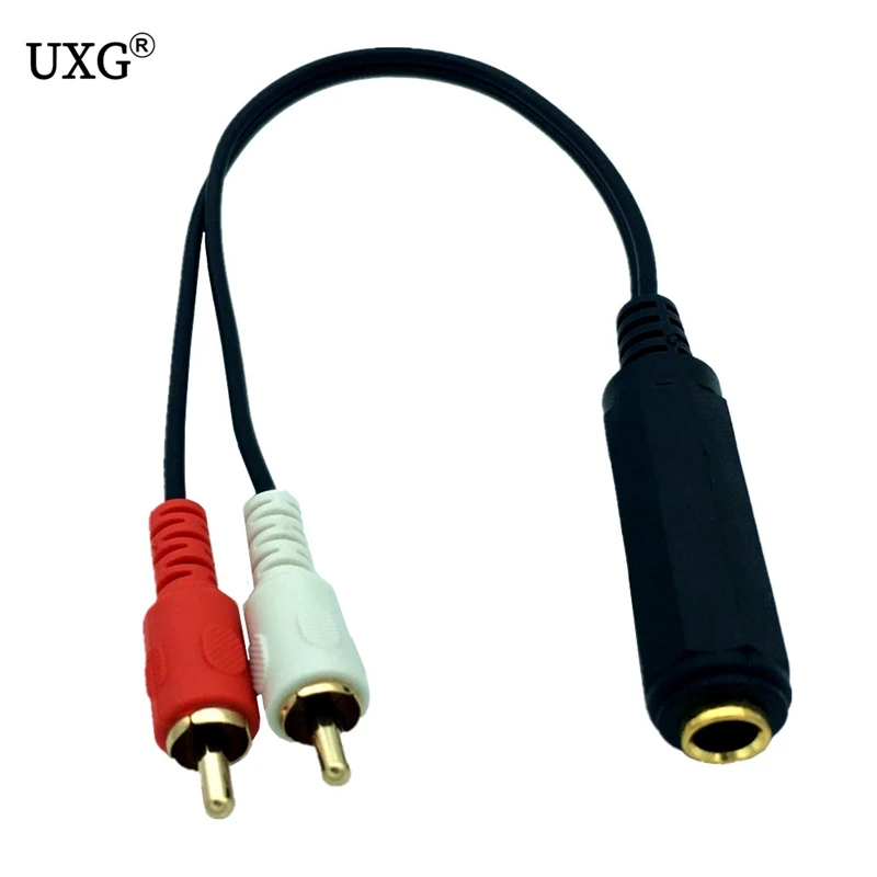 6.35mm Male Jack to 2 RCA Phono Male Jack Stereo Audio Y Splitter Cable 1.5m/0.25m