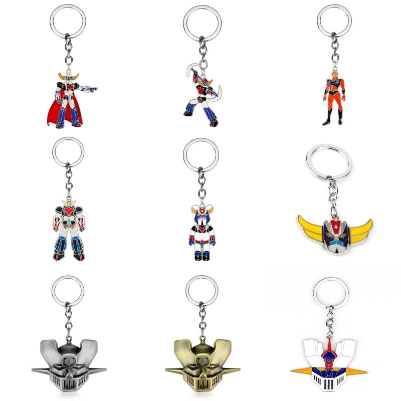 Anime Mazinger Z Metal Keychain UFO Robot Grendizer Logo Keychain  Mask Pendant Keyring Car Accessories Fans Gift