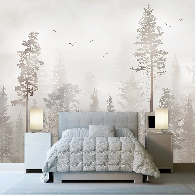 

Custom Mural Wallpaper 3D Forest Tree Bird Hand-painted Wall Background For Living Room TV Sofa Bedroom Home Decor Backdrop