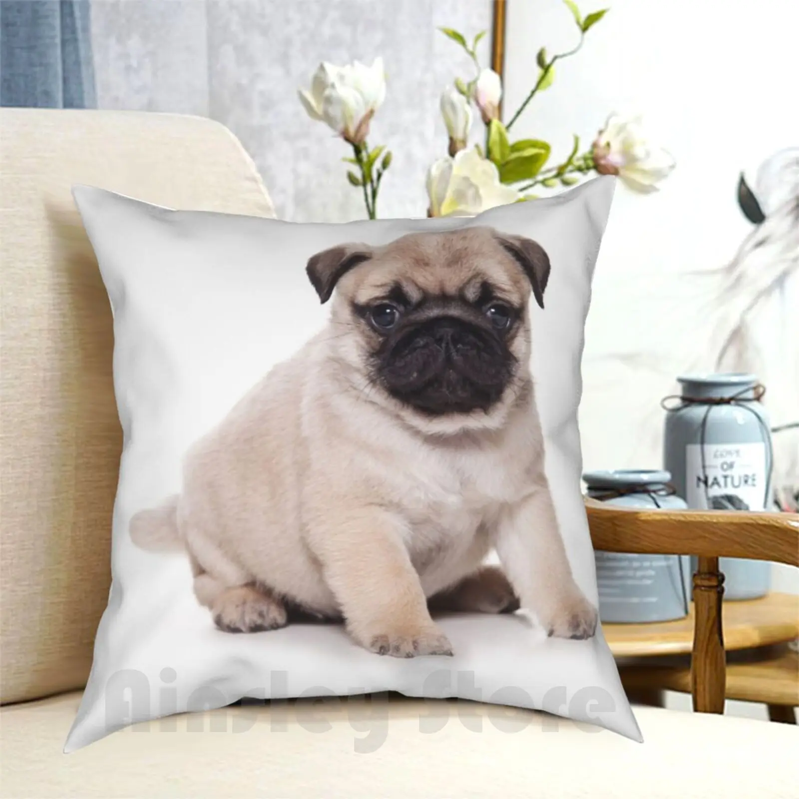 Cute Puppy Pug Pillow Case Printed Home Soft DIY Pillow cover Adorable Animal Pet Dog Doggy Carnivore Purebred Dog Canine