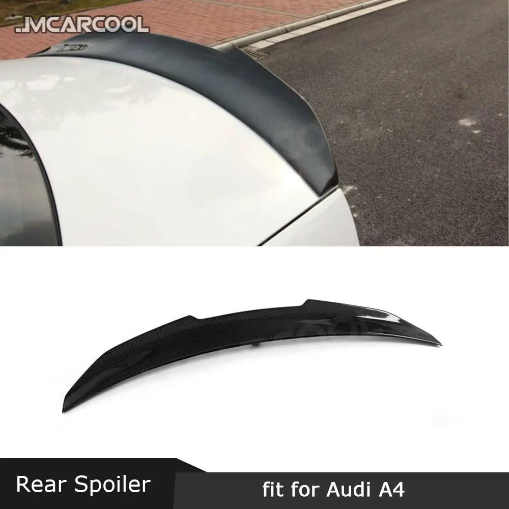 Carbon Fiber Rear Boot Spoiler FRP Prime Lip Duck Wings Trim Covers For Audi A4 B8 B8.5 B9 Sedan 4 Door 2009-2019 PSM Style