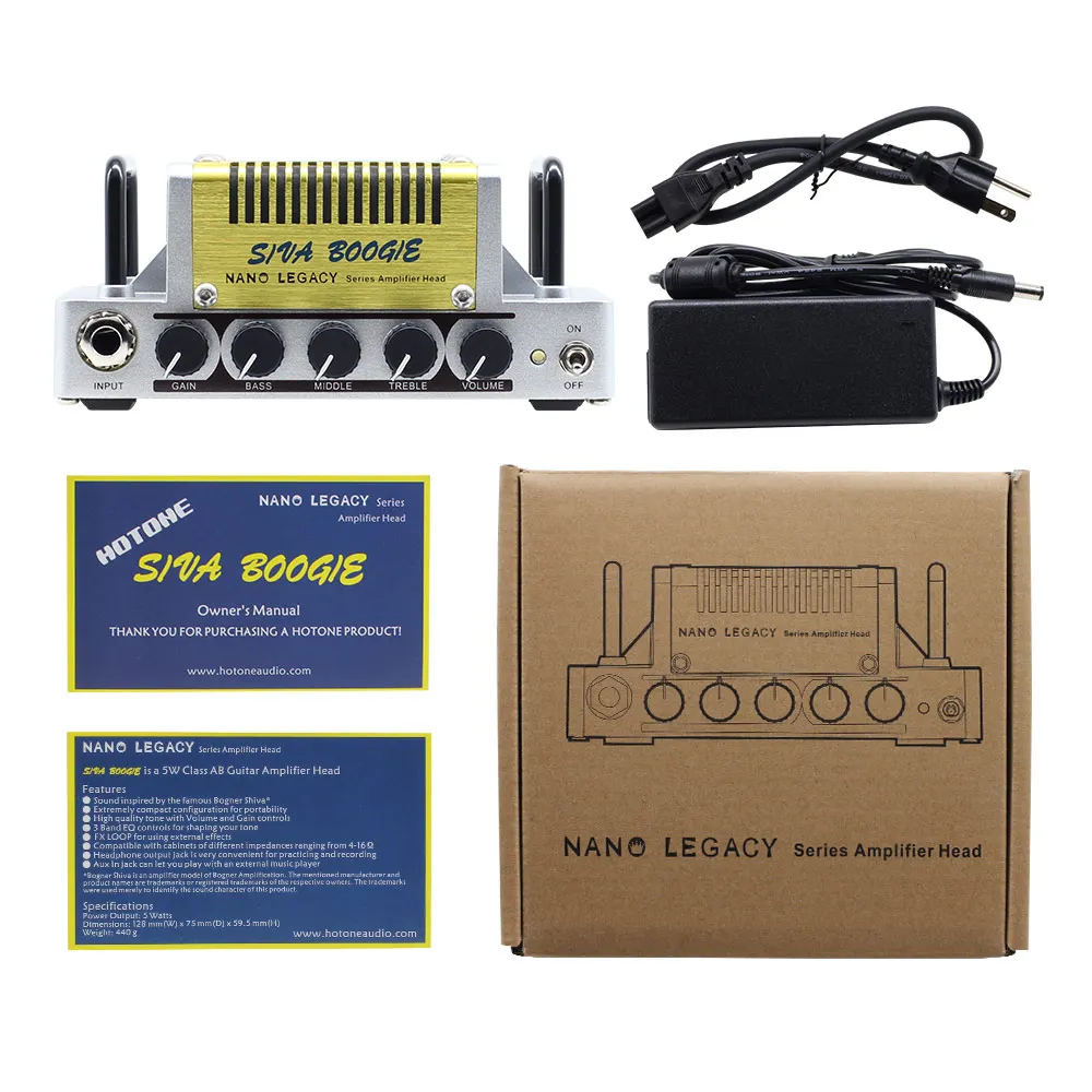 Hotone Siva Boogie Clean Tone Guitar Amp Head 5 Watts Class AB Amplifier with CAB SIM Phones/Line Output NLA-10