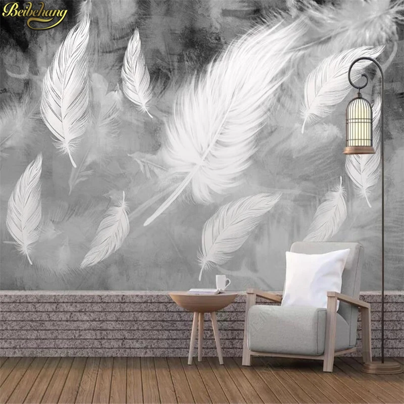 Custom Vintage feather Photo Wallpaper Mural 3D Living Room Sofa Bedroom Background Decor wall papers home decor wall Stickers