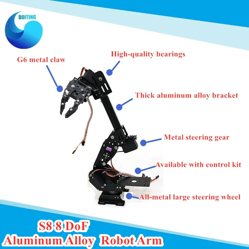 

DoArm S8 8 DoF Aluminum Alloy Metal Robot Arm/hand Robotic Manipulator ABB Arm Model Claw for Arduino WiFi Kit