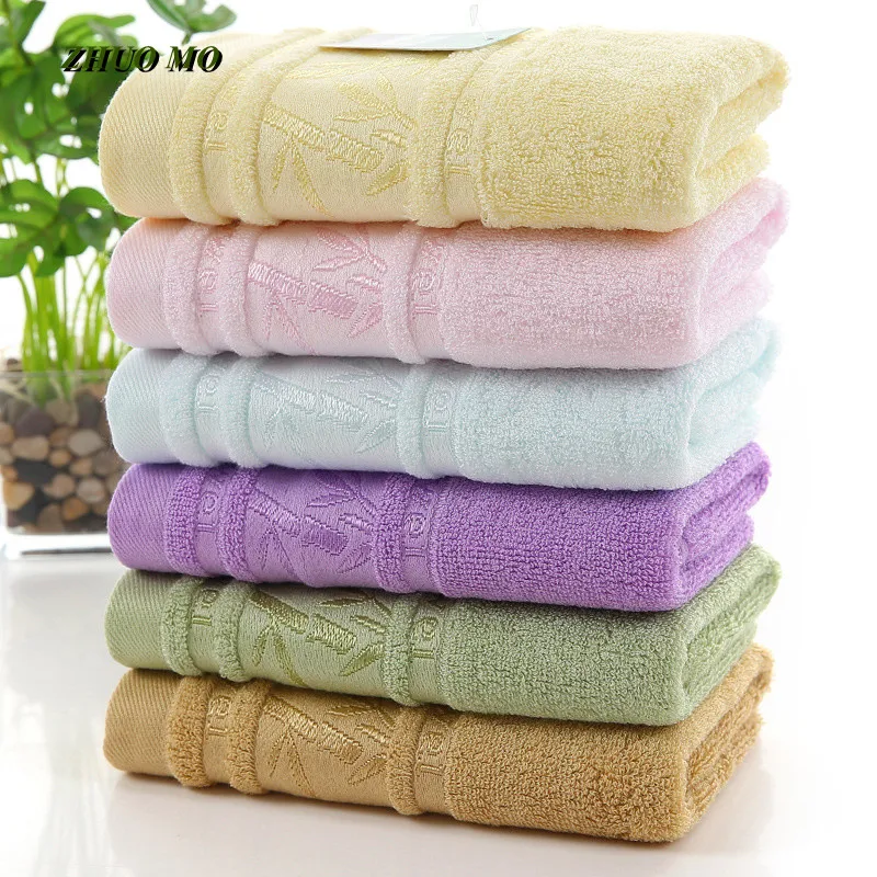 

Soft Bamboo Fiber Bath Towel, Embroidery Towel for Home, Super Absorbent, Bathroom, 6 Colors, 34x74 cm, Baby Shower Gift